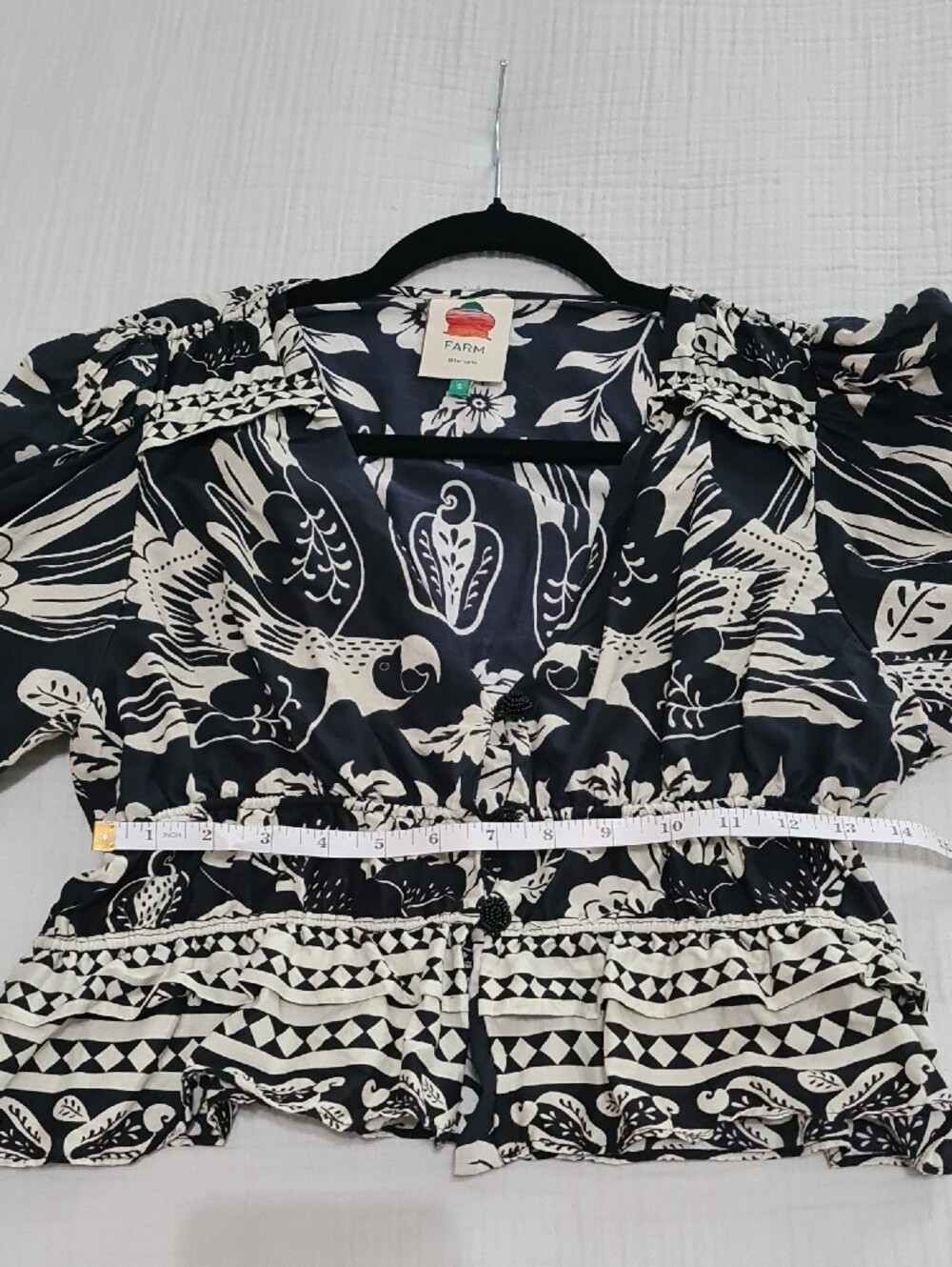 FARM Rio Black & Cream Floral Parrot Blouse - Picture 5 of 8